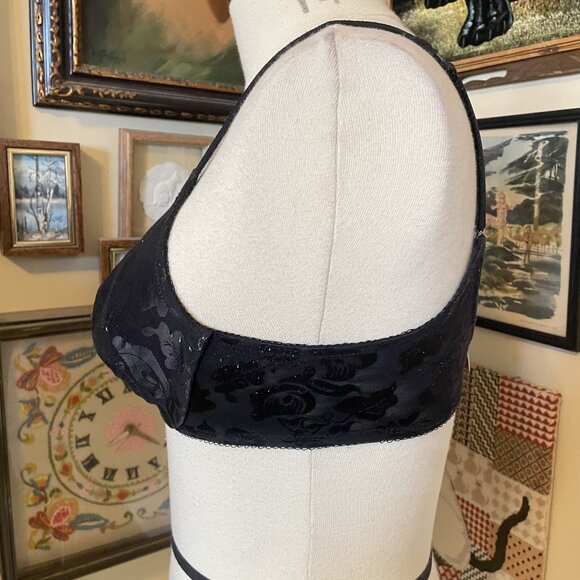 Wacoal Black Floral Lace Unlined Underwire Awareness Bra 85567 Size 36C - Picture 3 of 5